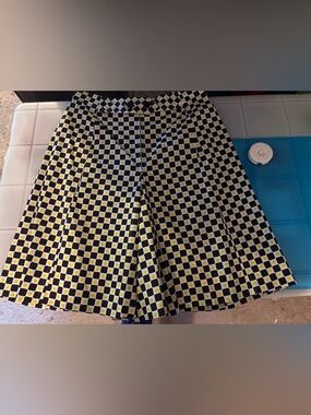 Vintage “Century of Boston”Checkerboard A-Line Skirt/Skortwith Yellow Dot Accent
